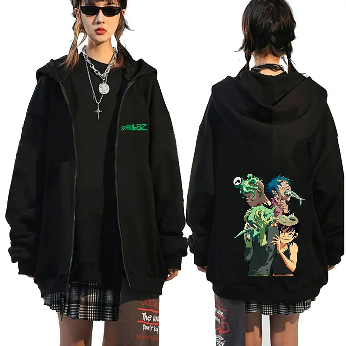 Rock Band Gorillaz Merch Zipper Hoodie Men Women Fashion Hip Hop Oversized Zip Up Jacket Men's Gothic Punk Zip Up Hoodies Coat
Rock Band Gorillaz Merch Zipper Hoodie Men Women Fashion Hip Hop Oversized Zip Up Jacket Men's Gothic Punk Zip Up Hoodies Coat