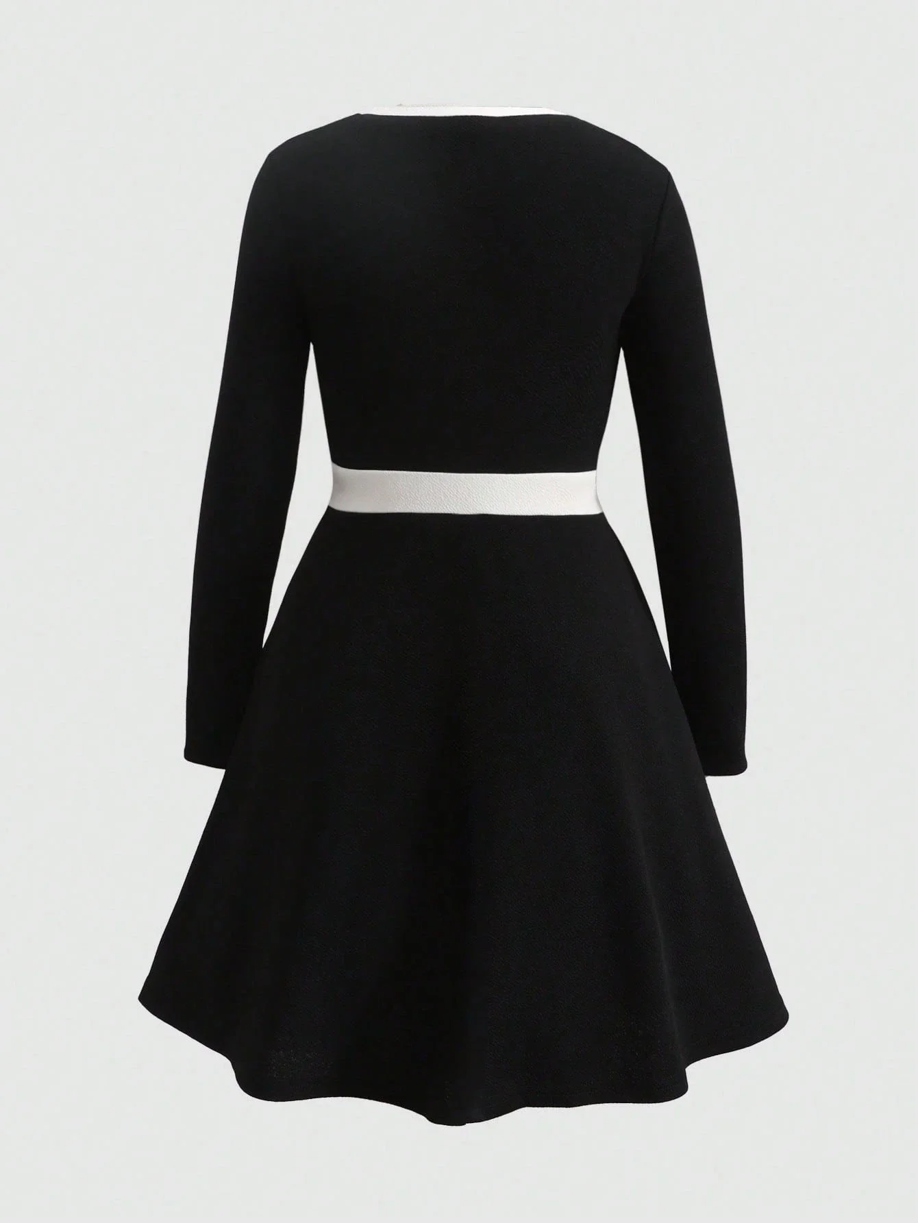 Elegant Black And White Vintage Classic Long Sleeve A-Line Dress With Button Decor
Elegant Black And White Vintage Classic Long Sleeve A-Line Dress With Button Decor