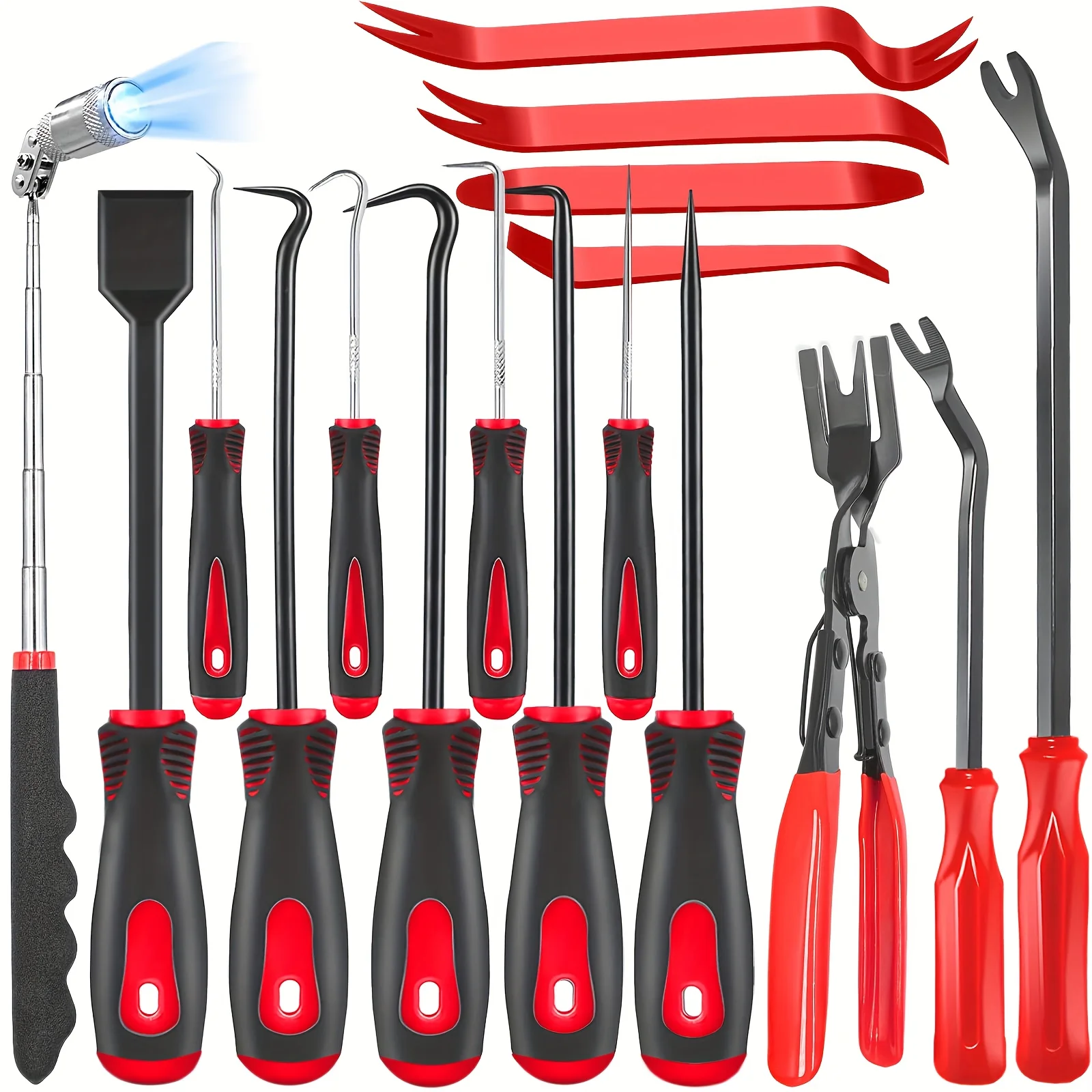 17-Piece Hook and Pick Tool Set,Automotive Trim Removal Kit, Fastener Clamp,Scratch-Free Plastic Skid Tool for Automotive Repair
17-Piece Hook and Pick Tool Set,Automotive Trim Removal Kit, Fastener Clamp,Scratch-Free Plastic Skid Tool for Automotive Repair
