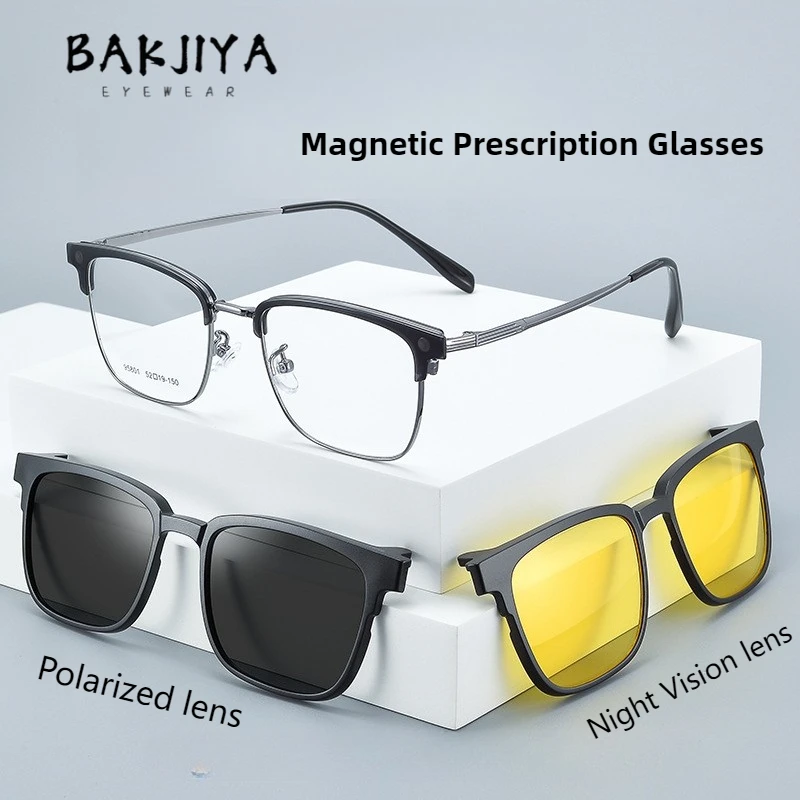 Men Glasses 3-in-1 Magnetic Myopia Prescription Glasses Metal Eyebrow Frames Square Can Flip Adsorption Sunglasses Clips Oculos
Men Glasses 3-in-1 Magnetic Myopia Prescription Glasses Metal Eyebrow Frames Square Can Flip Adsorption Sunglasses Clips Oculos