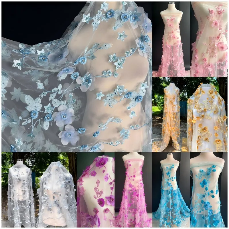 3D Flower Mesh Lace Clothing Fabric Women Wedding Dress Embroidery Fabric DIY Sewing Gown Dress Tulle Decorative Accessories
3D Flower Mesh Lace Clothing Fabric Women Wedding Dress Embroidery Fabric DIY Sewing Gown Dress Tulle Decorative Accessories