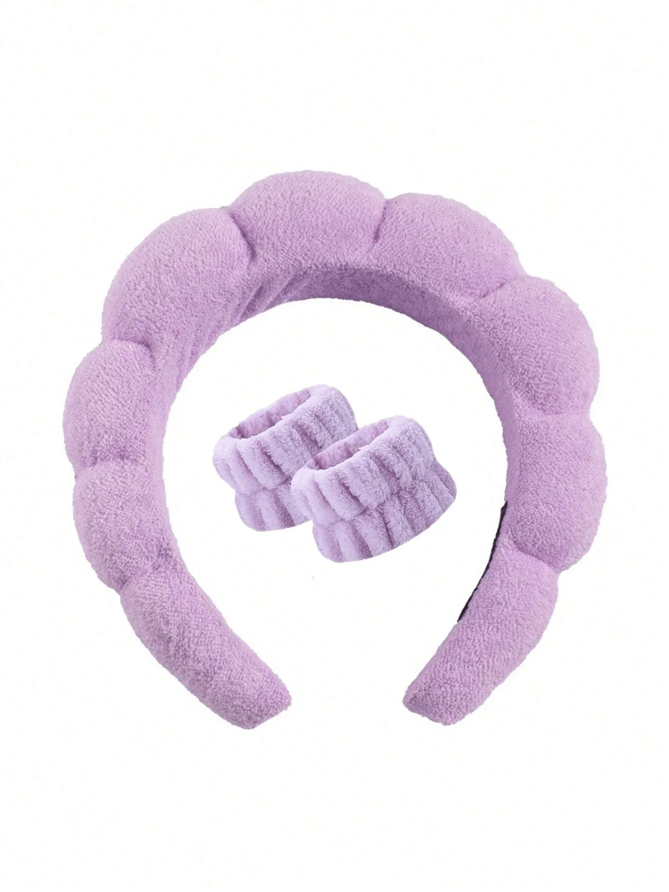 Soft Lavender Terry Cloth Headband With 2 Matching Wristbands For Girls, Fluffy Padded Spa Hair Accessory Set
Soft Lavender Terry Cloth Headband With 2 Matching Wristbands For Girls, Fluffy Padded Spa Hair Accessory Set