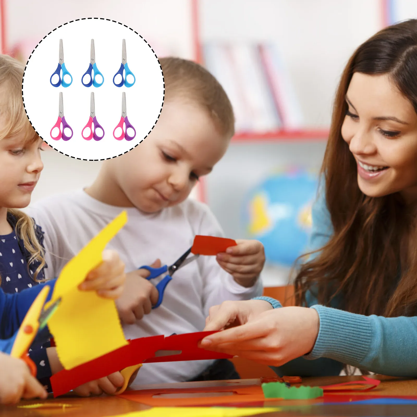 Набор из 6 детских безопасных ножниц с линейкой-шаблоном для творчества, скрапбукинга, изготовления открыток, DIY-проектов на День рождения и Рождество, для студентов
Набор из 6 детских безопасных ножниц с линейкой-шаблоном для творчества, скрапбукинга, изготовления открыток, DIY-проектов на День рождения и Рождество, для студентов