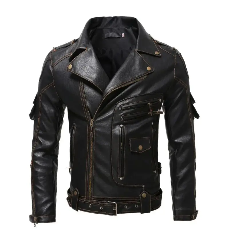 Vintage Motorcycle Multizip Jacket with Lapel PU Leather Long Style Youthful Vitality Design Fake Leather Coat for Men
Vintage Motorcycle Multizip Jacket with Lapel PU Leather Long Style Youthful Vitality Design Fake Leather Coat for Men