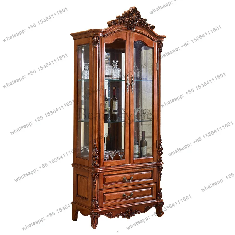 European wine cabinet combination solid wood glass double door display cabinet, furniture decoration TV video wall
European wine cabinet combination solid wood glass double door display cabinet, furniture decoration TV video wall