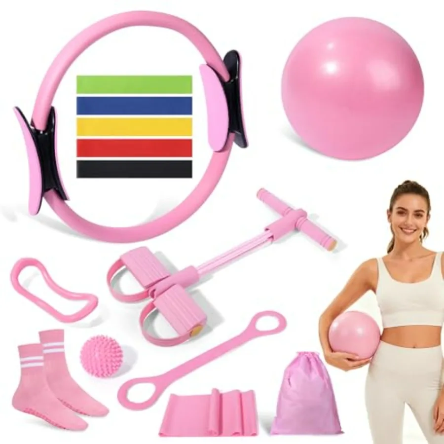 Pilates Kit 14 Pcs, Pilates Essentials Kit for Women, Pilates Equipment for Home with Yoga Circle Ball Ring, 5 Resistance Bands
Pilates Kit 14 Pcs, Pilates Essentials Kit for Women, Pilates Equipment for Home with Yoga Circle Ball Ring, 5 Resistance Bands