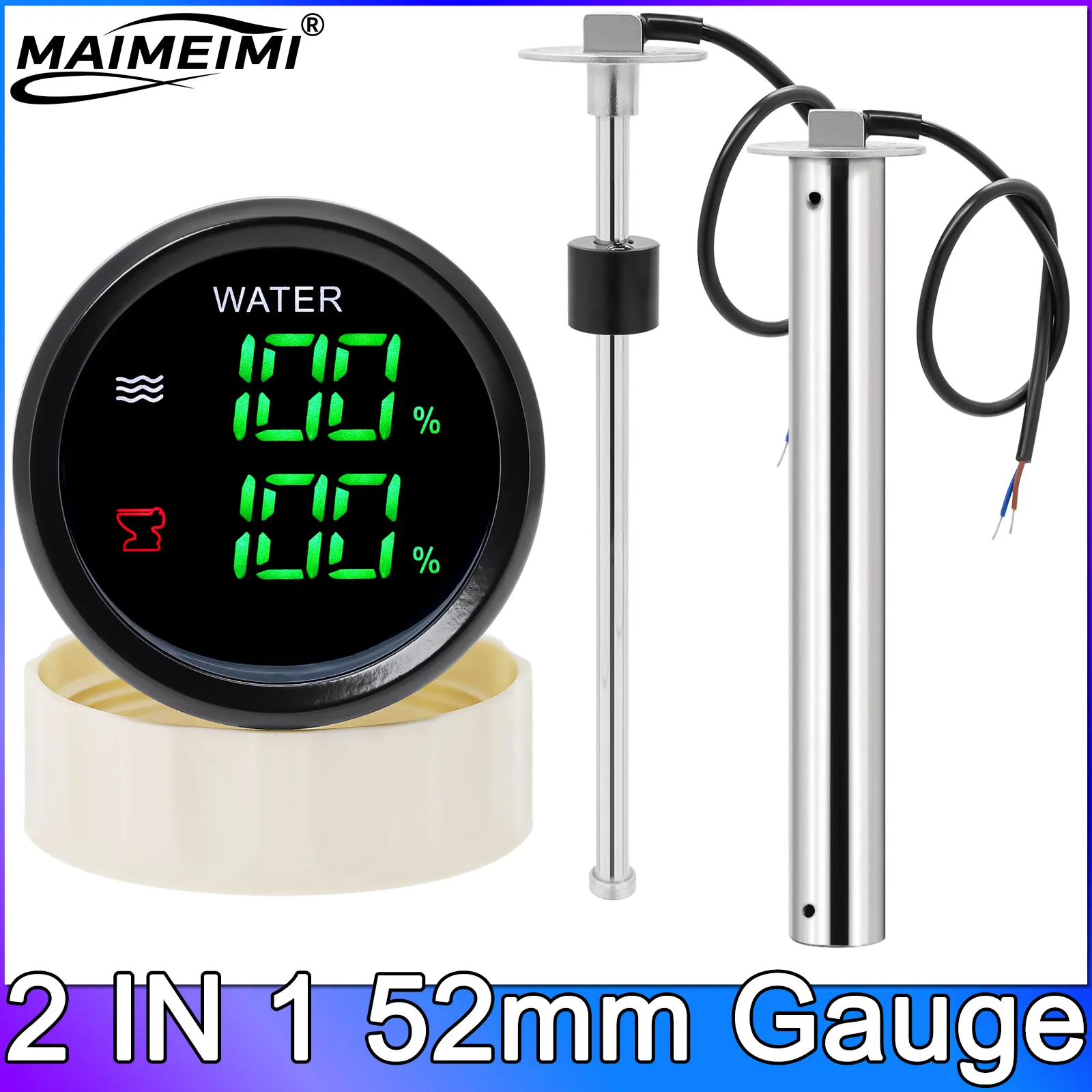 Digital Dual Water Level Meter+Sewage Level Meter 52mm Gauge with Warning for Water Sewage Level Sensor 0-190ohm HTG Boat Car
Digital Dual Water Level Meter+Sewage Level Meter 52mm Gauge with Warning for Water Sewage Level Sensor 0-190ohm HTG Boat Car