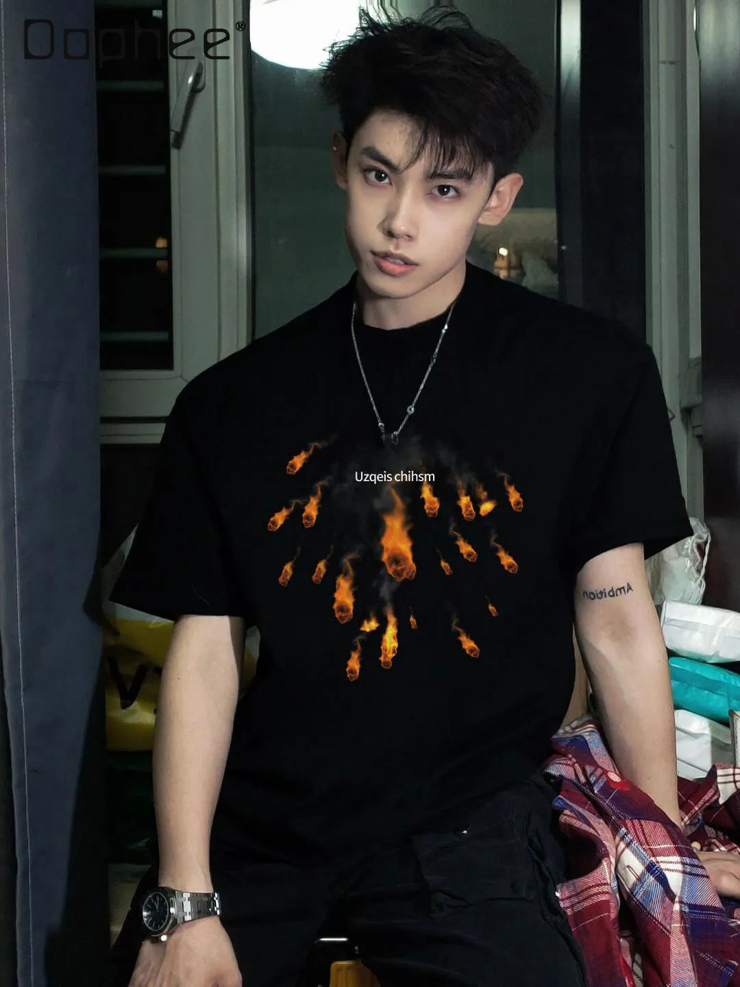 Men's Summer New American Streetwear Fire Meteor Print Casual Loose Rouhnd Neck Black Short Sleeve T-shirt Daily Wear
Men's Summer New American Streetwear Fire Meteor Print Casual Loose Rouhnd Neck Black Short Sleeve T-shirt Daily Wear