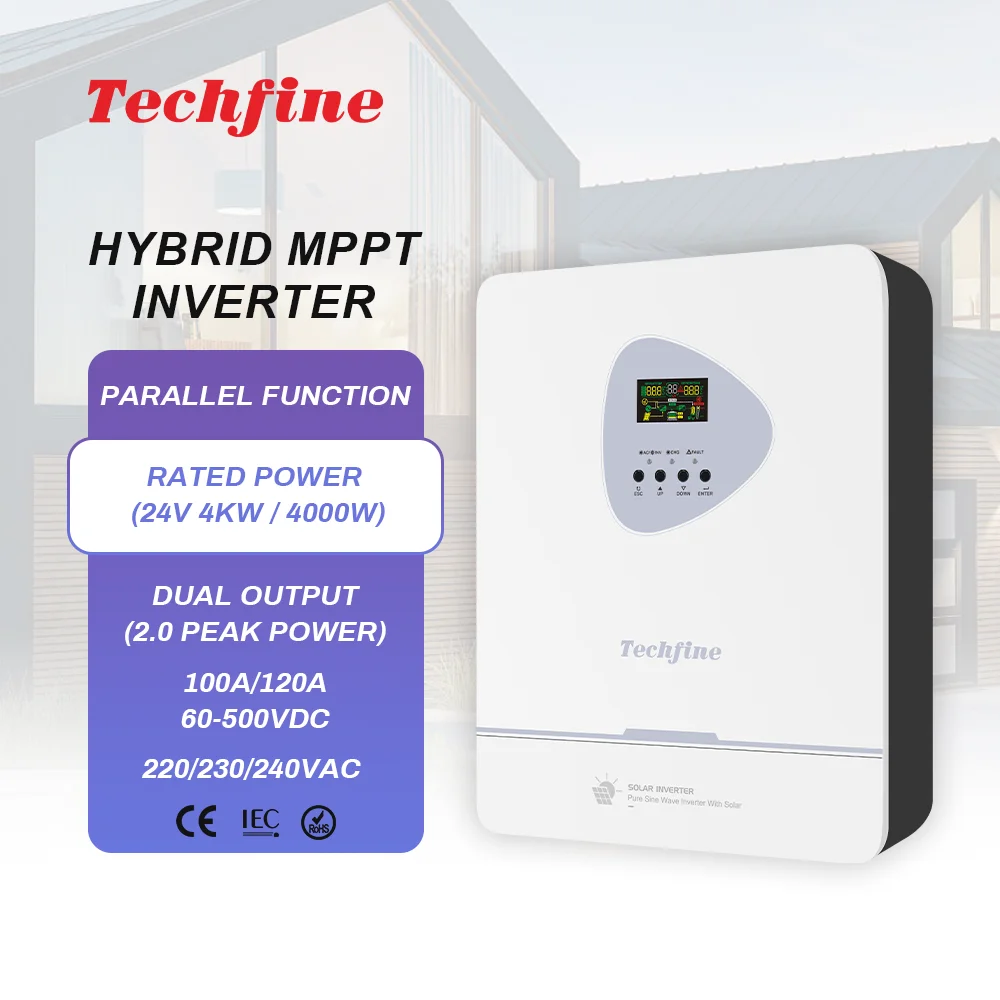4KW 6.2KW 11KW Dual Output on Off Grid Solar Inverter 24V 48V Pure Sine Wave Hybrid Solar Inverter With 120A MPPT Controller
4KW 6.2KW 11KW Dual Output on Off Grid Solar Inverter 24V 48V Pure Sine Wave Hybrid Solar Inverter With 120A MPPT Controller