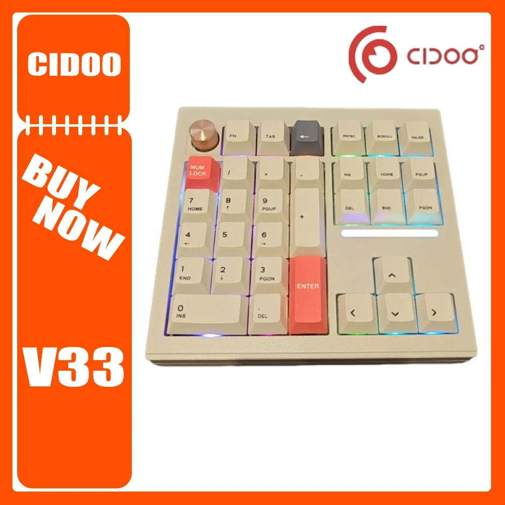 CIDOO V33 Wireless Mechanical Keyboard 33keys RGB Aluminum Alloy Numeric Keypad Tri Mode VIA QMK Bluetooth Keyboards Gifts
CIDOO V33 Wireless Mechanical Keyboard 33keys RGB Aluminum Alloy Numeric Keypad Tri Mode VIA QMK Bluetooth Keyboards Gifts