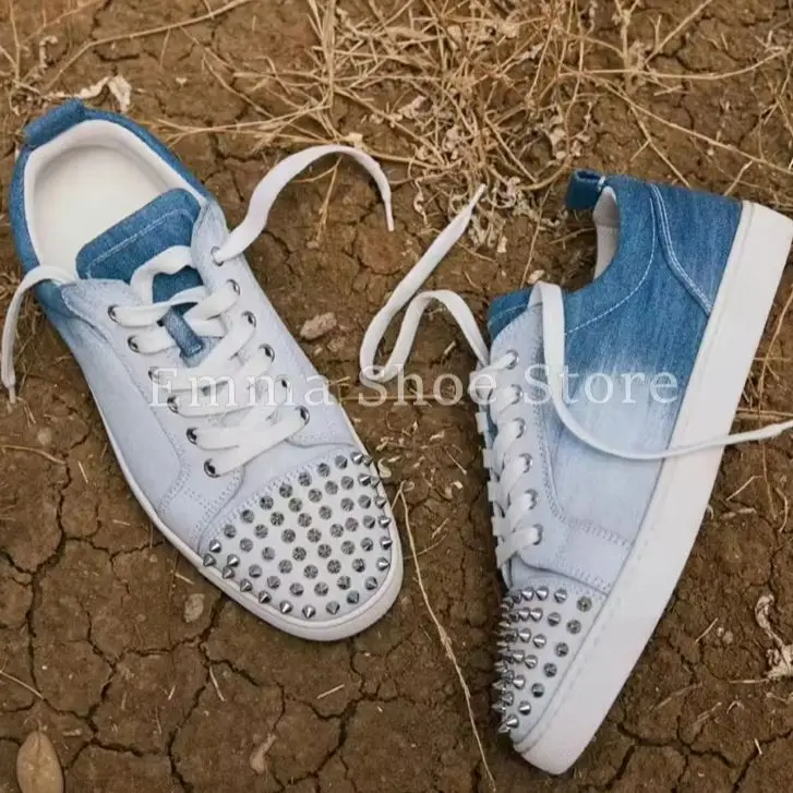 Denim Canvas Rivet Sneakers Casual Men's Breathable Running Shoes Lace Up Non Slip Comfortable Female Tennis Shoes Couple Shoe
Denim Canvas Rivet Sneakers Casual Men's Breathable Running Shoes Lace Up Non Slip Comfortable Female Tennis Shoes Couple Shoe