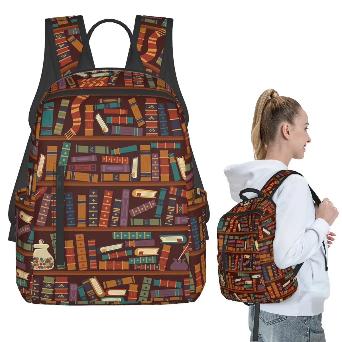 Vintage Library Themed Backpack Student BookBag Kids School Bag Laptop Shoulder Bags Men Women
Vintage Library Themed Backpack Student BookBag Kids School Bag Laptop Shoulder Bags Men Women