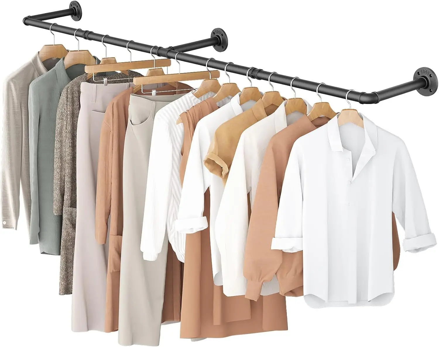 Industrial Pipe Clothing Rack, 65.7" Wall Mounted Heavy Duty Space Saving Garment Rack for Closet Storage, Black
Industrial Pipe Clothing Rack, 65.7" Wall Mounted Heavy Duty Space Saving Garment Rack for Closet Storage, Black