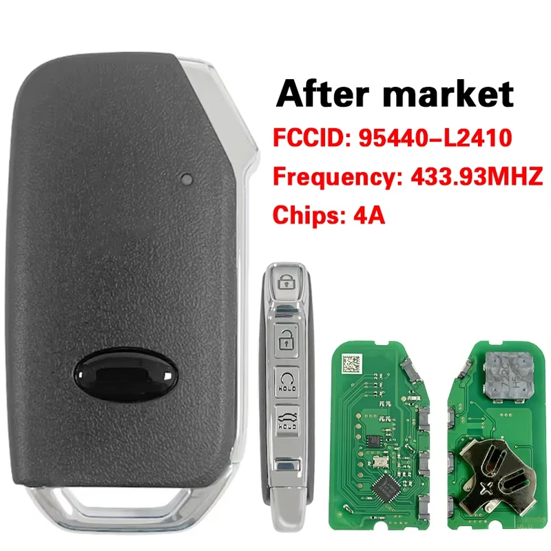 CN051220 Aftermarket 4 Buttons Smart Remote Key FCC 95440-L2410 4A Chip 433MHz Keyless Go For Kia K5 2021-2023
CN051220 Aftermarket 4 Buttons Smart Remote Key FCC 95440-L2410 4A Chip 433MHz Keyless Go For Kia K5 2021-2023