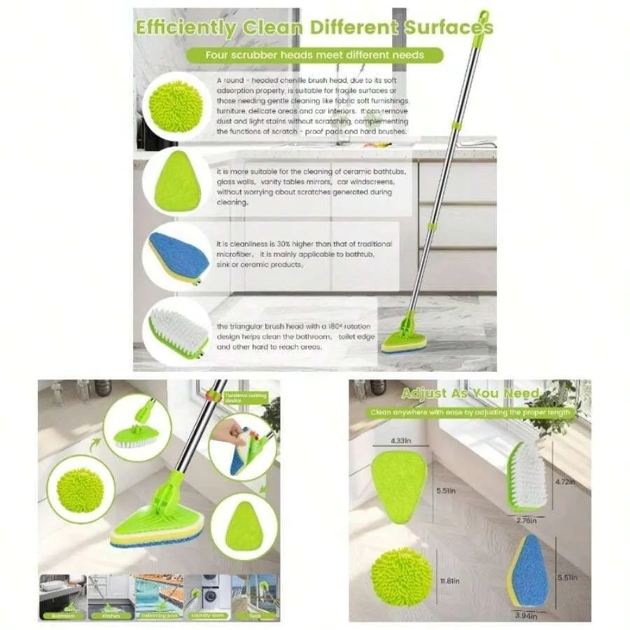 【New style】4 - In - 1 Tile Tub Floor Scrubber With 52 - Inch Adjustable Long Handle Shower Cleaner Brush With V - Shaped Grout
【New style】4 - In - 1 Tile Tub Floor Scrubber With 52 - Inch Adjustable Long Handle Shower Cleaner Brush With V - Shaped Grout