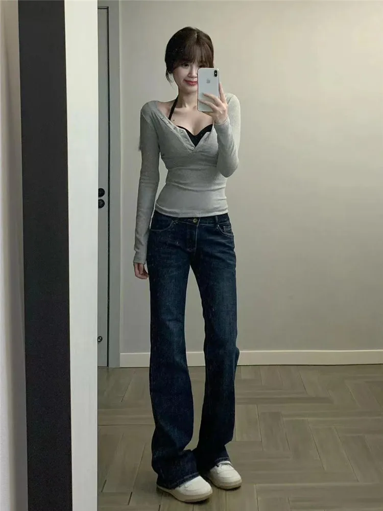 American Style Vintage Low Waist Bell Bottom Jeans Women's Spring Autumn Slimming Long Legged High Heeled Denim Pants
American Style Vintage Low Waist Bell Bottom Jeans Women's Spring Autumn Slimming Long Legged High Heeled Denim Pants