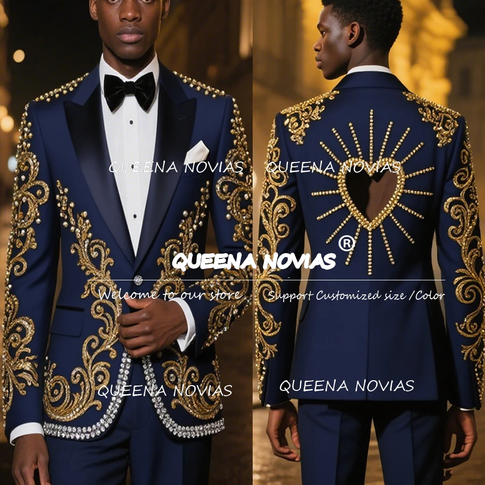 Crystals Beaded Wedding Suits For Men 2 Pieces Peaked Label Groom Blazers Customized Pearls Groom Tuxedos Male Fashion Clothing
Crystals Beaded Wedding Suits For Men 2 Pieces Peaked Label Groom Blazers Customized Pearls Groom Tuxedos Male Fashion Clothing