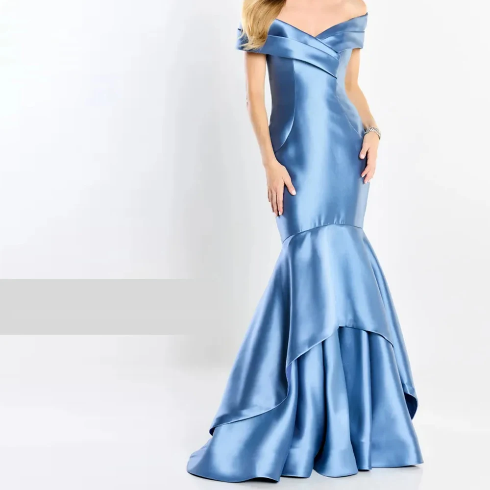Customized High Quality Mermaid Off the Shoulder Satin Evening Dresses Modern Boat Neck Short Sleeves Floor Length Bridal Party
Customized High Quality Mermaid Off the Shoulder Satin Evening Dresses Modern Boat Neck Short Sleeves Floor Length Bridal Party