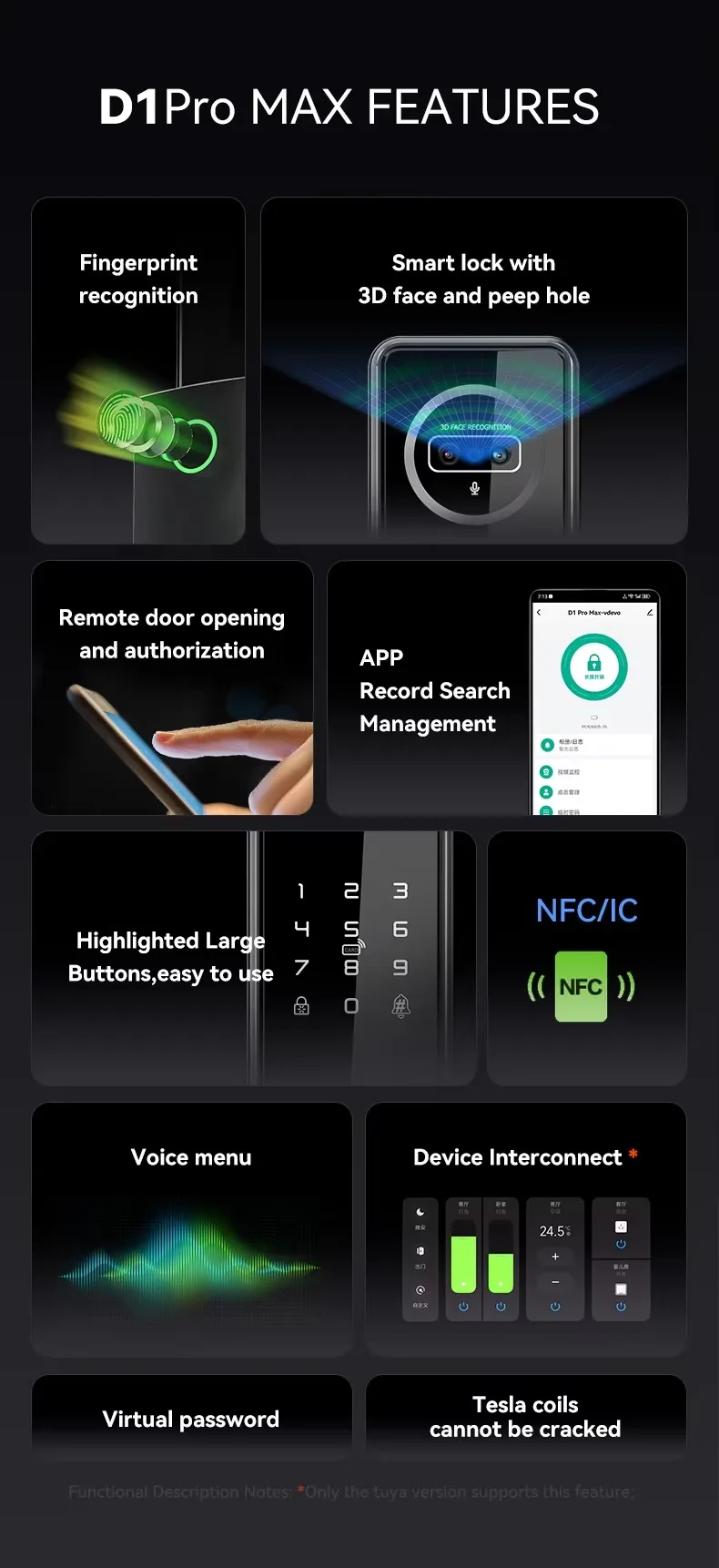Doorplus WiFi Smart Lock: Fully Automatic, Video Intercom, 3D Face Recognition, Fingerprint Access, Tuya Security System
Doorplus WiFi Smart Lock: Fully Automatic, Video Intercom, 3D Face Recognition, Fingerprint Access, Tuya Security System