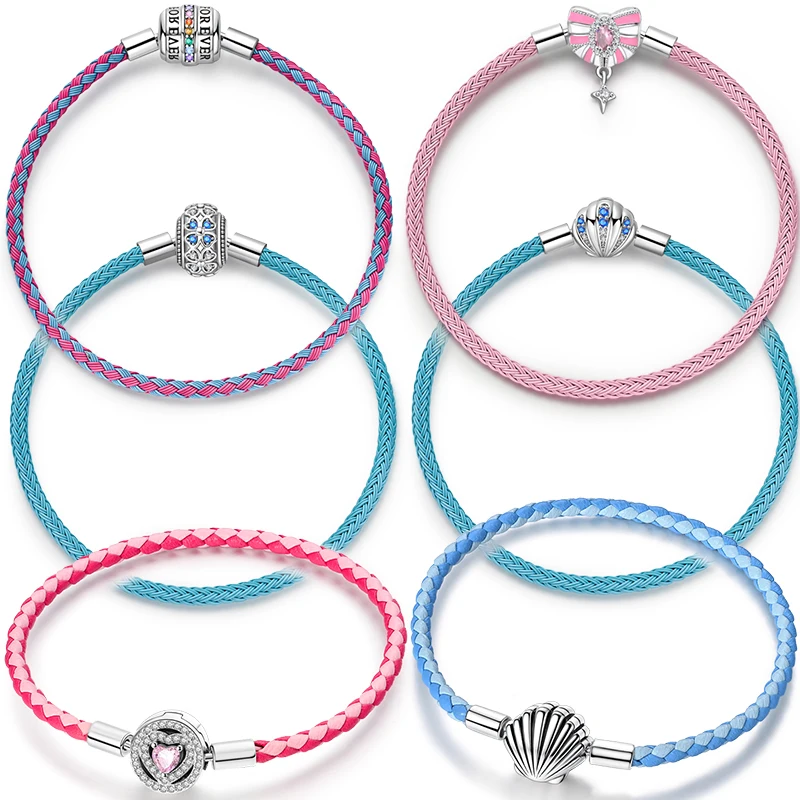 Оригинальный браслет из стерлингового серебра 925 пробы, 17-20 см, синий кожаный браслет из веревки в форме ракушки для женщин, очаровательные ювелирные изделия своими руками, подарки
Оригинальный браслет из стерлингового серебра 925 пробы, 17-20 см, синий кожаный браслет из веревки в форме ракушки для женщин, очаровательные ювелирные изделия своими руками, подарки