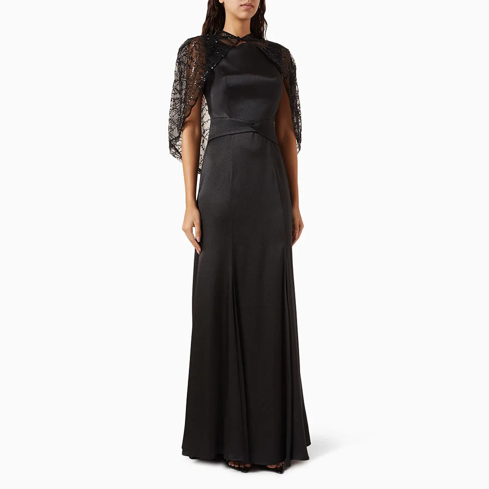 Satin Customized Black Evening Dress For Sexy Women 2025 Luxurious Lace Fashion Empire Waist A-Line Cocktail Prom Party Gown
Satin Customized Black Evening Dress For Sexy Women 2025 Luxurious Lace Fashion Empire Waist A-Line Cocktail Prom Party Gown