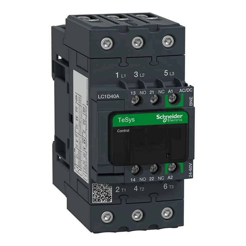 Schneider TeSys Deca LC1D40ABNE Communication Contactor (AC/DC coil) Universal three-pole contactor for AC and DC applications
Schneider TeSys Deca LC1D40ABNE Communication Contactor (AC/DC coil) Universal three-pole contactor for AC and DC applications