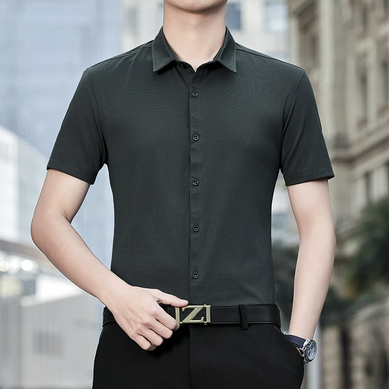 New Luxury Male Shirts Quick Dry Soft Fabric Thin Business Casual Breathable Short Sleeve Style For Hot Season
New Luxury Male Shirts Quick Dry Soft Fabric Thin Business Casual Breathable Short Sleeve Style For Hot Season