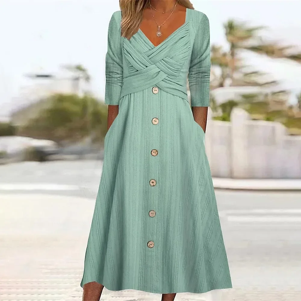 Summer Long Sleeve Long Dresses For Women Fashion V-neck Maxi Dress Elegant Vestidos
Summer Long Sleeve Long Dresses For Women Fashion V-neck Maxi Dress Elegant Vestidos