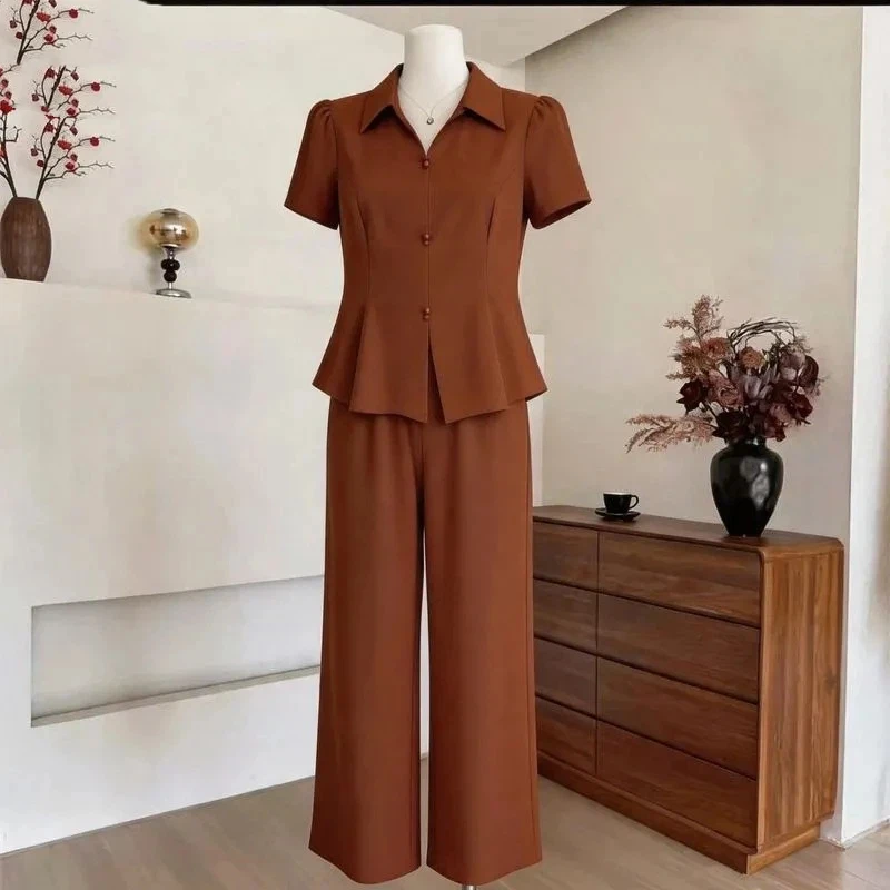 Women's 2 Piece Outfit Short Sleeve Blazer Top and Wide Leg Pants
Women's 2 Piece Outfit Short Sleeve Blazer Top and Wide Leg Pants