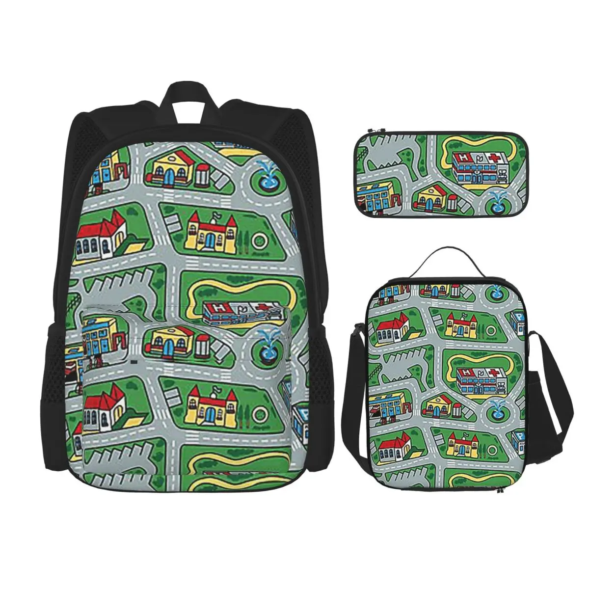 Car City Carpet Road Rug 90s Nostalgic Toy Backpacks Boys Girls Bookbag School Bags Rucksack Lunch Bag Pen Bag Three-Piece Set
Car City Carpet Road Rug 90s Nostalgic Toy Backpacks Boys Girls Bookbag School Bags Rucksack Lunch Bag Pen Bag Three-Piece Set