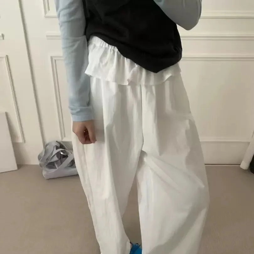 Korean style Cute Ruffle Hem Flared Leg Pants - Youthful Solid Color Thin Women's Trousers
Korean style Cute Ruffle Hem Flared Leg Pants - Youthful Solid Color Thin Women's Trousers