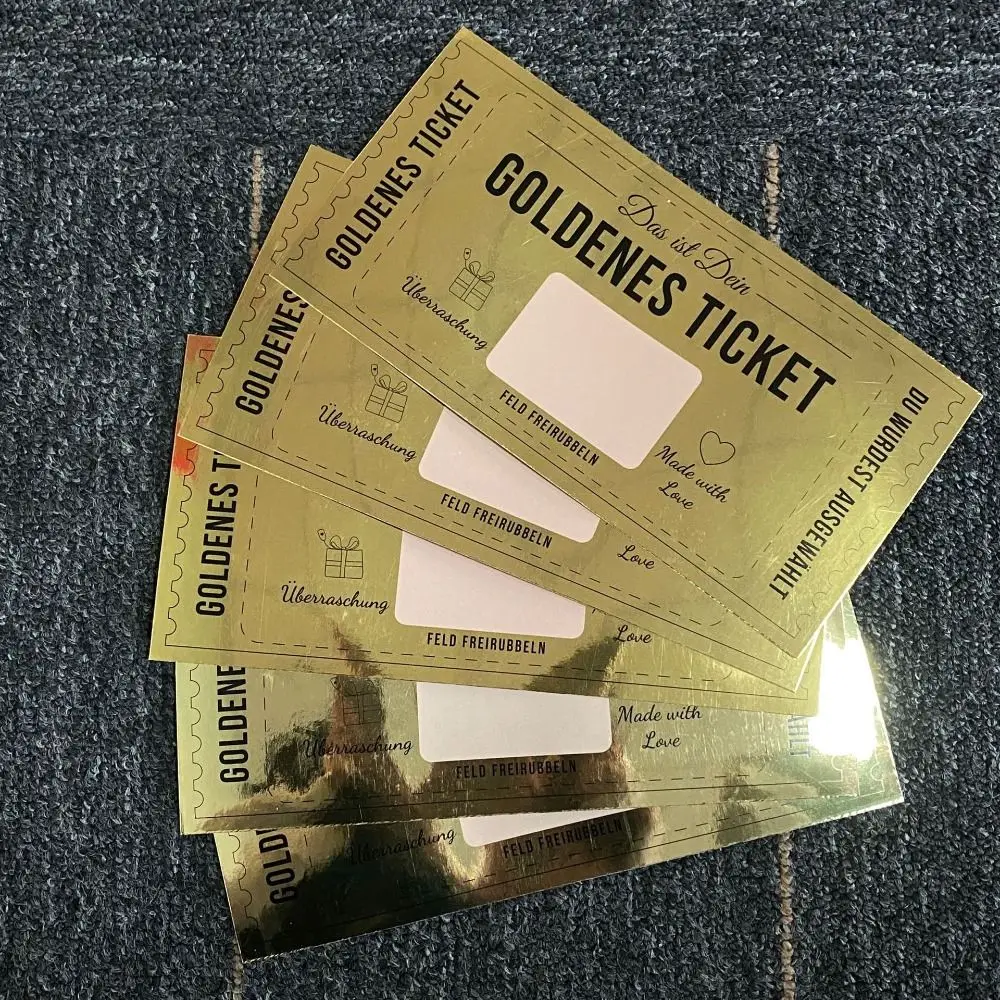 Surprise Golden Ticket Scratch Card Scratch Off Ticket Raffle Gift Cinema Voucher with Envelope Party Favor Concert Ticket
Surprise Golden Ticket Scratch Card Scratch Off Ticket Raffle Gift Cinema Voucher with Envelope Party Favor Concert Ticket
