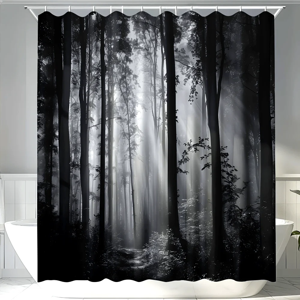 1 шт., занавеска для душа «Серый лес», «Мистическая фантазия», лес под тяжелым туманом, высокие деревья, кусты, темно-черная природа, готическое дерево, пейзаж
1 шт., занавеска для душа «Серый лес», «Мистическая фантазия», лес под тяжелым туманом, высокие деревья, кусты, темно-черная природа, готическое дерево, пейзаж