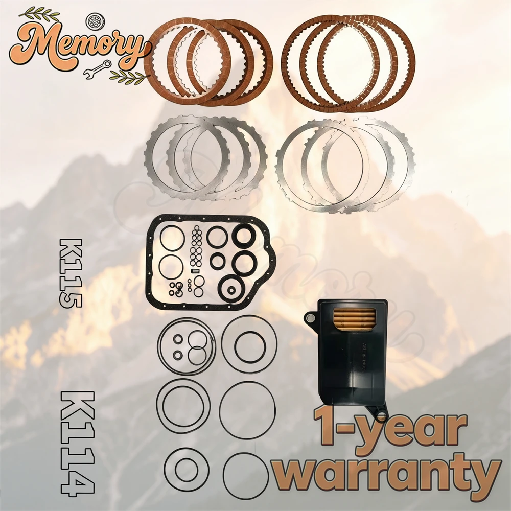 Brand New K114 K115 Auto Transmission Overhaul Repair Kit Master Rebuild Kit Oil Filter Gaskets Friction Plate Steel Plate
Brand New K114 K115 Auto Transmission Overhaul Repair Kit Master Rebuild Kit Oil Filter Gaskets Friction Plate Steel Plate