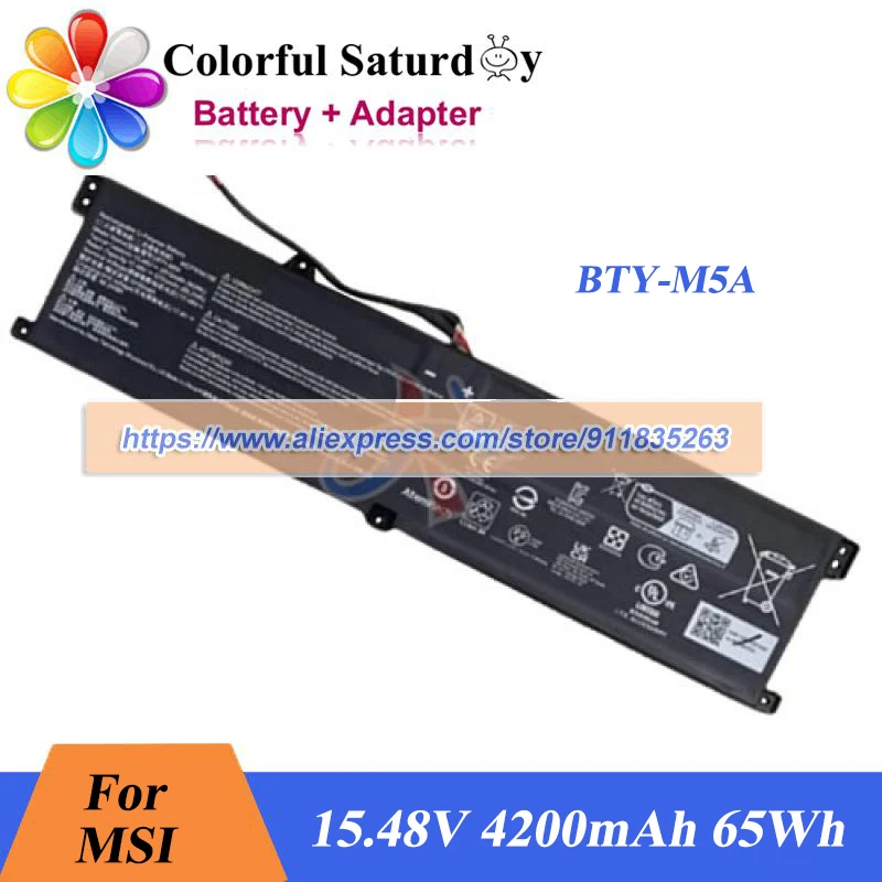 Оригинальный аккумулятор BTY-M5A 15,48 В, 4200 мАч, 65 Втч для аккумулятора ноутбука MSI
Оригинальный аккумулятор BTY-M5A 15,48 В, 4200 мАч, 65 Втч для аккумулятора ноутбука MSI