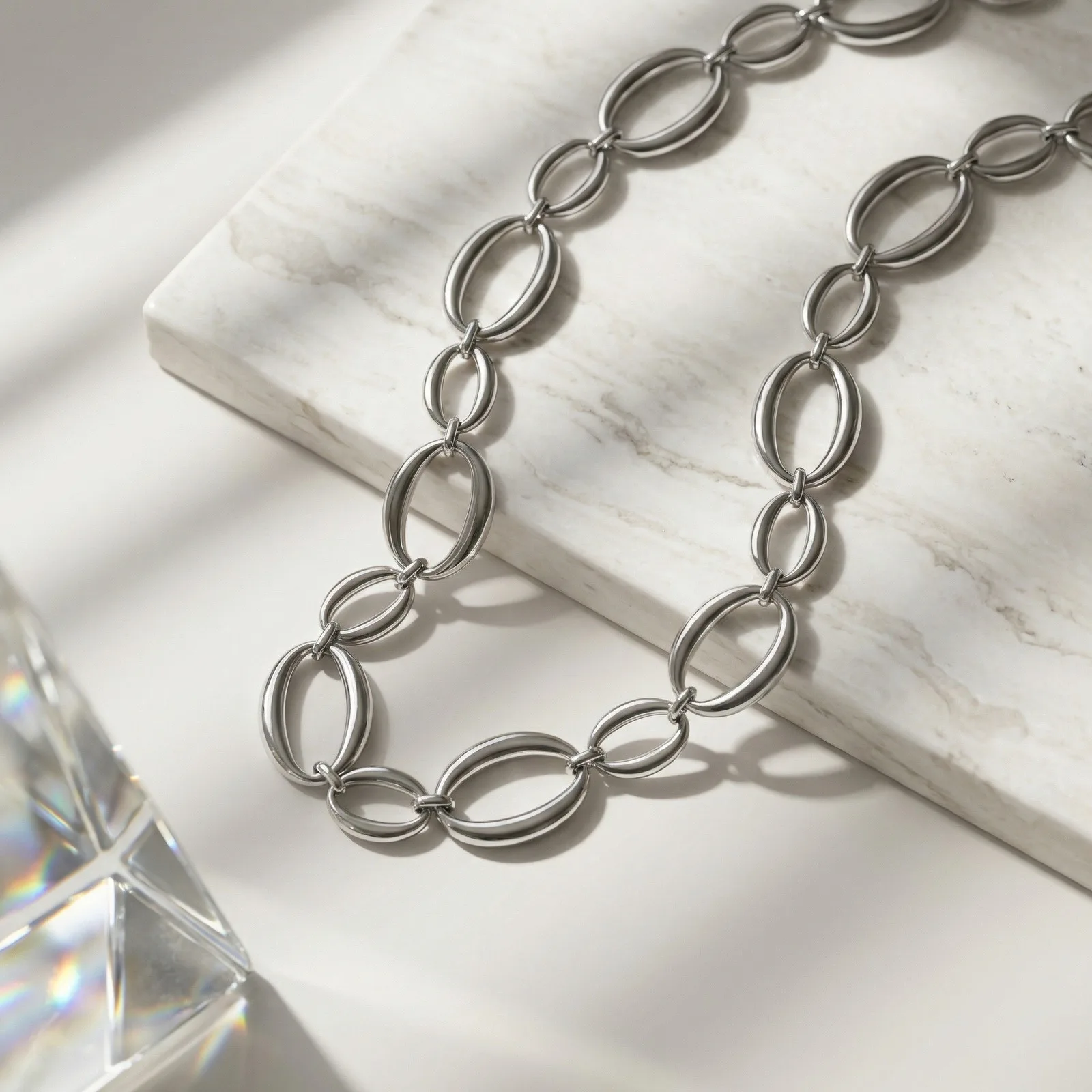 Stainless Steel Silver Plated Punk Chunky Chain Necklace Casual Waterproof Jewelry Gift for Everyday Wear
Stainless Steel Silver Plated Punk Chunky Chain Necklace Casual Waterproof Jewelry Gift for Everyday Wear