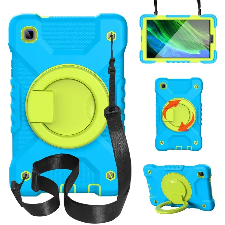 360 Degree Rotation Kickstand PC + Silicone Tablet Case Cover with Shoulder Strap for Samsung Galaxy Tab A7 Lite 8.7-inch - Blue
360 Degree Rotation Kickstand PC + Silicone Tablet Case Cover with Shoulder Strap for Samsung Galaxy Tab A7 Lite 8.7-inch - Blue