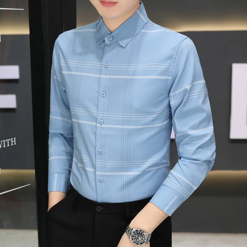 Blue Long Sve Men's irt Iron-Free Anti-Wrinkle Elastic Busin Casual High-End Lightweight Formal irt Spring Autumn
Blue Long Sve Men's irt Iron-Free Anti-Wrinkle Elastic Busin Casual High-End Lightweight Formal irt Spring Autumn