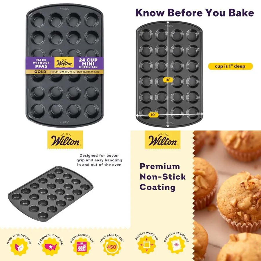 Gold Non-Stick Bakeware Muffin Pan - Baking Pan for Cupcakes Muffins - Made Without PFAS - Even Heat Distribution Scratch Resis
Gold Non-Stick Bakeware Muffin Pan - Baking Pan for Cupcakes Muffins - Made Without PFAS - Even Heat Distribution Scratch Resis