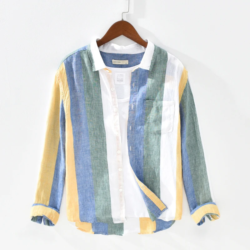 Loose Fit Men's Long Sve irt Korean Sle Casual Linen Cotton Blend Striped irt Breathable Spring Summer Faion
Loose Fit Men's Long Sve irt Korean Sle Casual Linen Cotton Blend Striped irt Breathable Spring Summer Faion