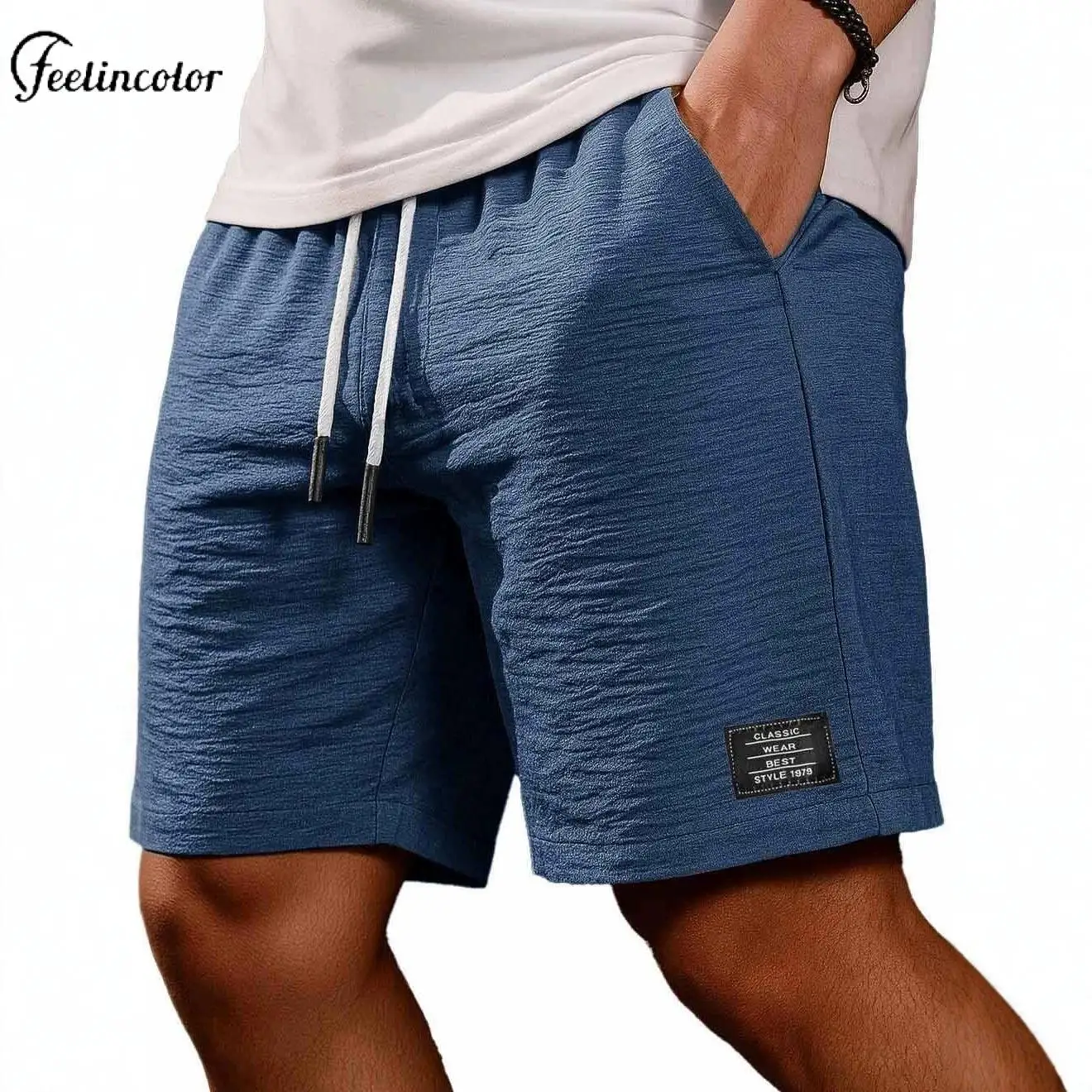 Men's Drawstring Casual Shorts Pants Navy Blue Elastic Loose Pants Summer Male Five-Point Trousers Outdoor Sports Beach Bottoms
Men's Drawstring Casual Shorts Pants Navy Blue Elastic Loose Pants Summer Male Five-Point Trousers Outdoor Sports Beach Bottoms