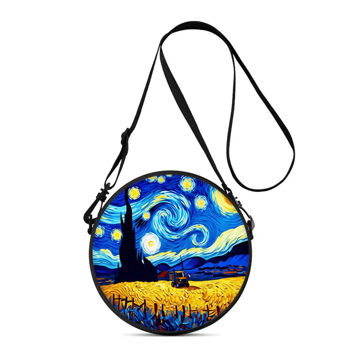 Starry Sky Print Round Shoulder Bag Casual Messenger Bag Daily Adjustable Strap Crossbody Bag for Woman Best Gifts 2D Flat
Starry Sky Print Round Shoulder Bag Casual Messenger Bag Daily Adjustable Strap Crossbody Bag for Woman Best Gifts 2D Flat