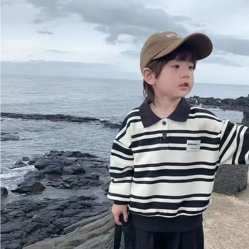 1-6 Years Kids Striped Sweatshirt 2025 Autumn New Spring Boys Long Sleeve Pullover Baby Cotton Lapel Polo Tops Children Clothes 
1-6 Years Kids Striped Sweatshirt 2025 Autumn New Spring Boys Long Sleeve Pullover Baby Cotton Lapel Polo Tops Children Clothes