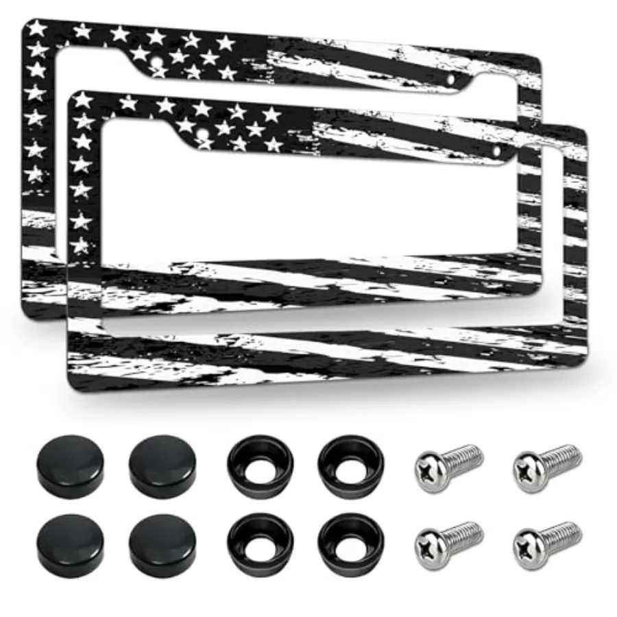 2 Pack License Plate Frames, American Flag License Plate Cover, Universal US Stainless Steel License Plate Holder with Screws f
2 Pack License Plate Frames, American Flag License Plate Cover, Universal US Stainless Steel License Plate Holder with Screws f