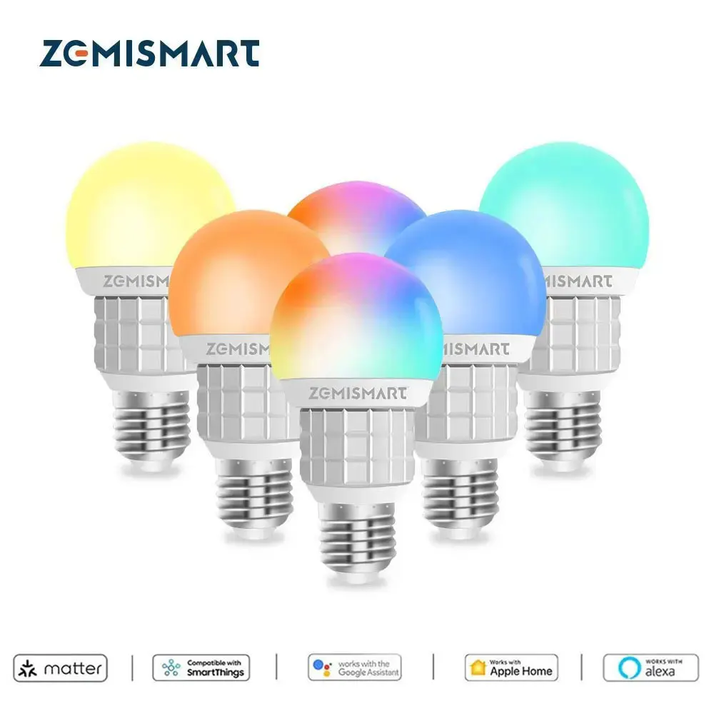 Zemismart 6 Pcs Matter WiFi LED Light Bulb 7W E27 Smart Dimmable Lighting RGB+CW+WW Siri SmartThings Alexa Google Home
Zemismart 6 Pcs Matter WiFi LED Light Bulb 7W E27 Smart Dimmable Lighting RGB+CW+WW Siri SmartThings Alexa Google Home