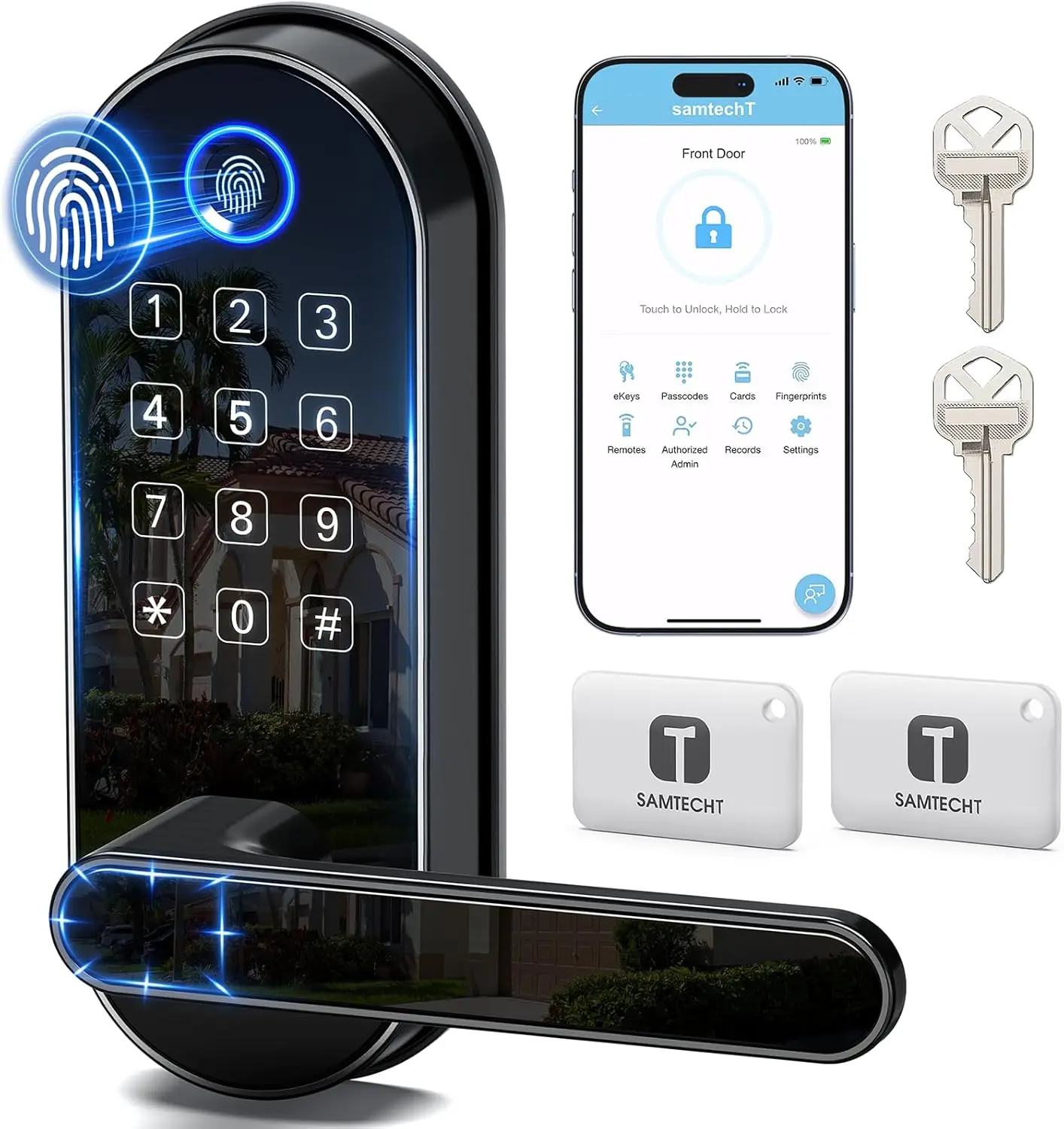 Smart Lock with Fingerprint & Keypad - Fits US Doors, DIY Install, Alexa/Google Compatible for Home Security
Smart Lock with Fingerprint & Keypad - Fits US Doors, DIY Install, Alexa/Google Compatible for Home Security