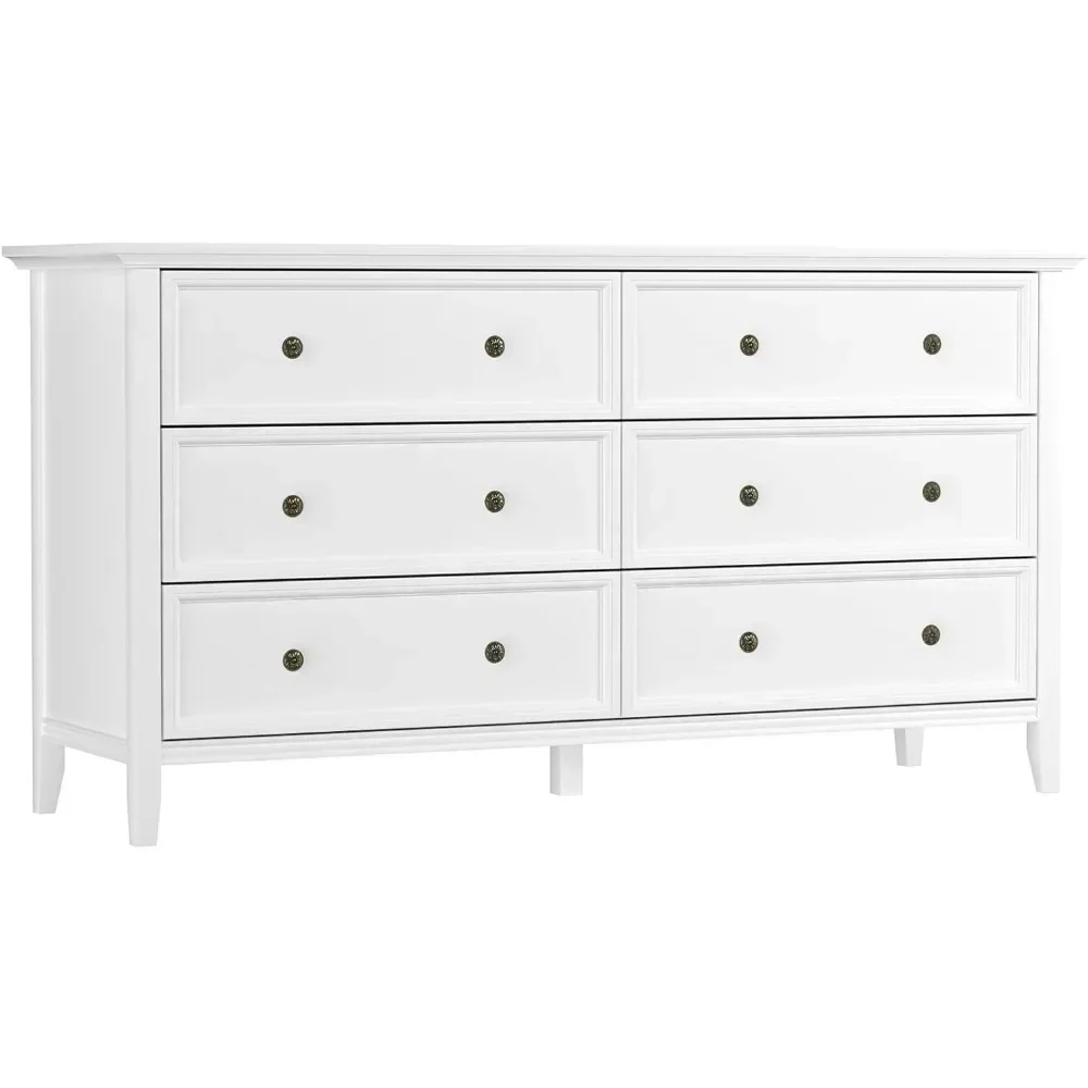 White 6 Drawer Dresser for Bedroom Room, Modern Solid Wood Chest of Drawers(White)
White 6 Drawer Dresser for Bedroom Room, Modern Solid Wood Chest of Drawers(White)