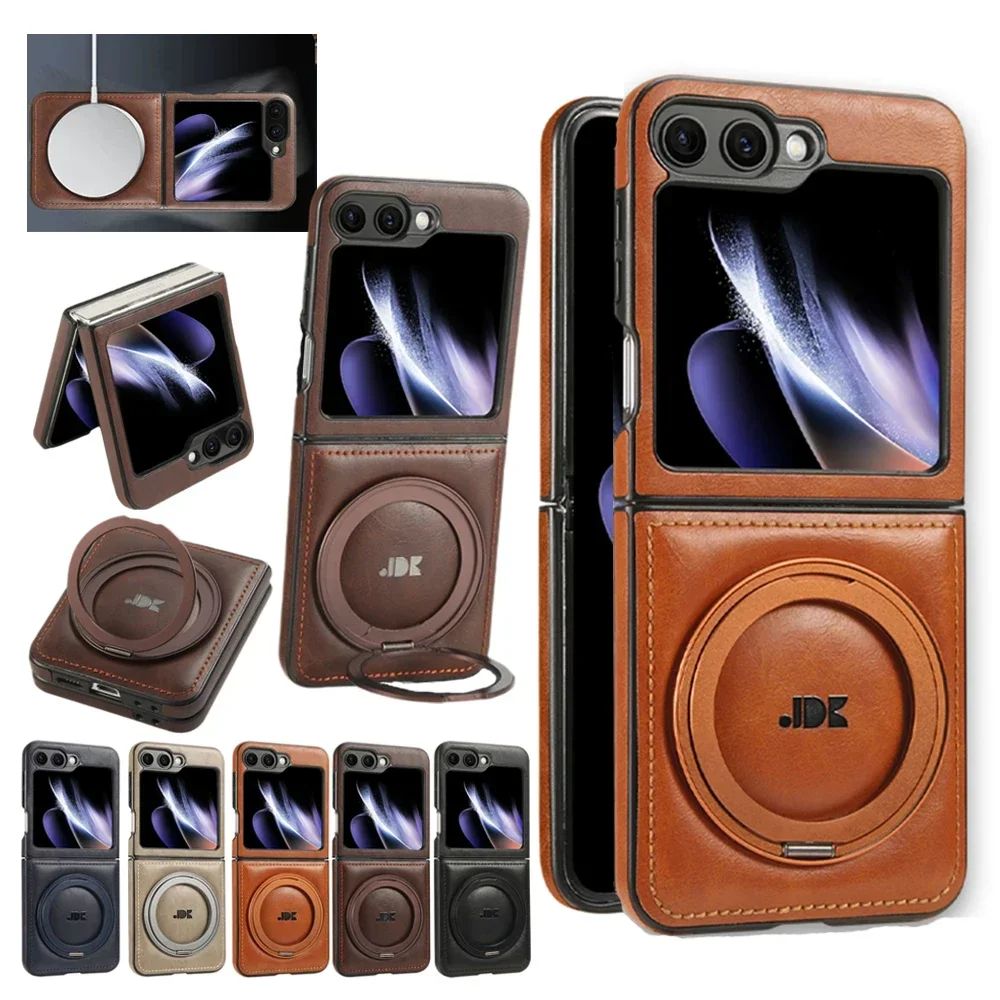 Rotation Bracket Leather Phone Case Magsafe Back Cover for Samsung Galaxy ZFlip6 5G ZFlip 7 6 5 4 3 Magnetic Wireless Charging
Rotation Bracket Leather Phone Case Magsafe Back Cover for Samsung Galaxy ZFlip6 5G ZFlip 7 6 5 4 3 Magnetic Wireless Charging