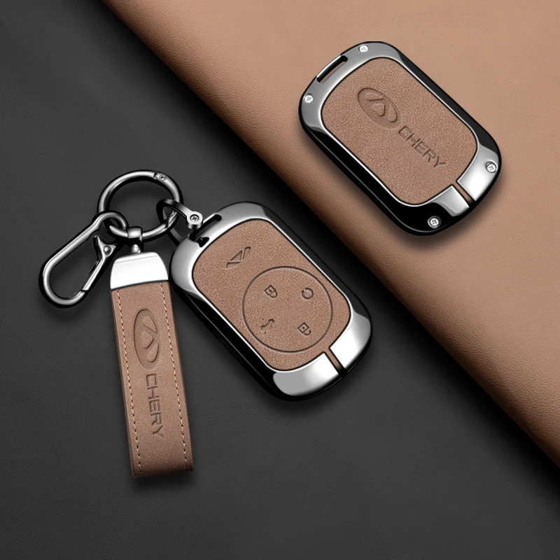 Key Fob Cover for Chery Fulwin A9L/A8L/A9/X3/X3L/T8/T9/T9L/T10/T11, Metal+Leather Protective KeyCase Shell with Keychain
Key Fob Cover for Chery Fulwin A9L/A8L/A9/X3/X3L/T8/T9/T9L/T10/T11, Metal+Leather Protective KeyCase Shell with Keychain