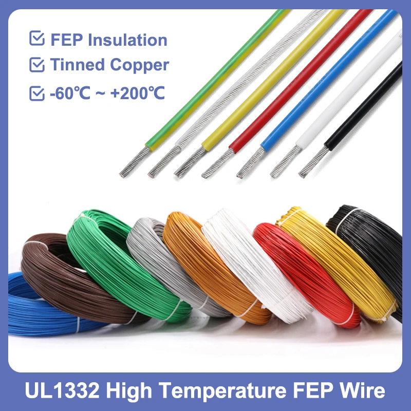 1M UL1332 High Temperature FEP Wire 30 28 26 24 22 20 18 16 14 13 12 11 10AWG Insulation Oil Resistance Electric Copper Cables
1M UL1332 High Temperature FEP Wire 30 28 26 24 22 20 18 16 14 13 12 11 10AWG Insulation Oil Resistance Electric Copper Cables